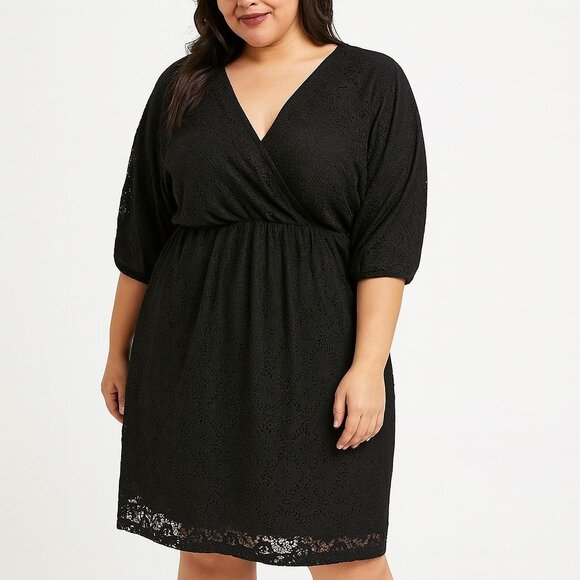 VTG NEW Torrid Kali Surplus Bubble Dress Black Lace Elastic Waist Size 3 | 3X - Picture 1 of 16